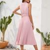 GMXIA New Style Tie High Waist Pleated Hair Ball Dress Sleeveless Summer Dress Casual Vacation Travel Skirt