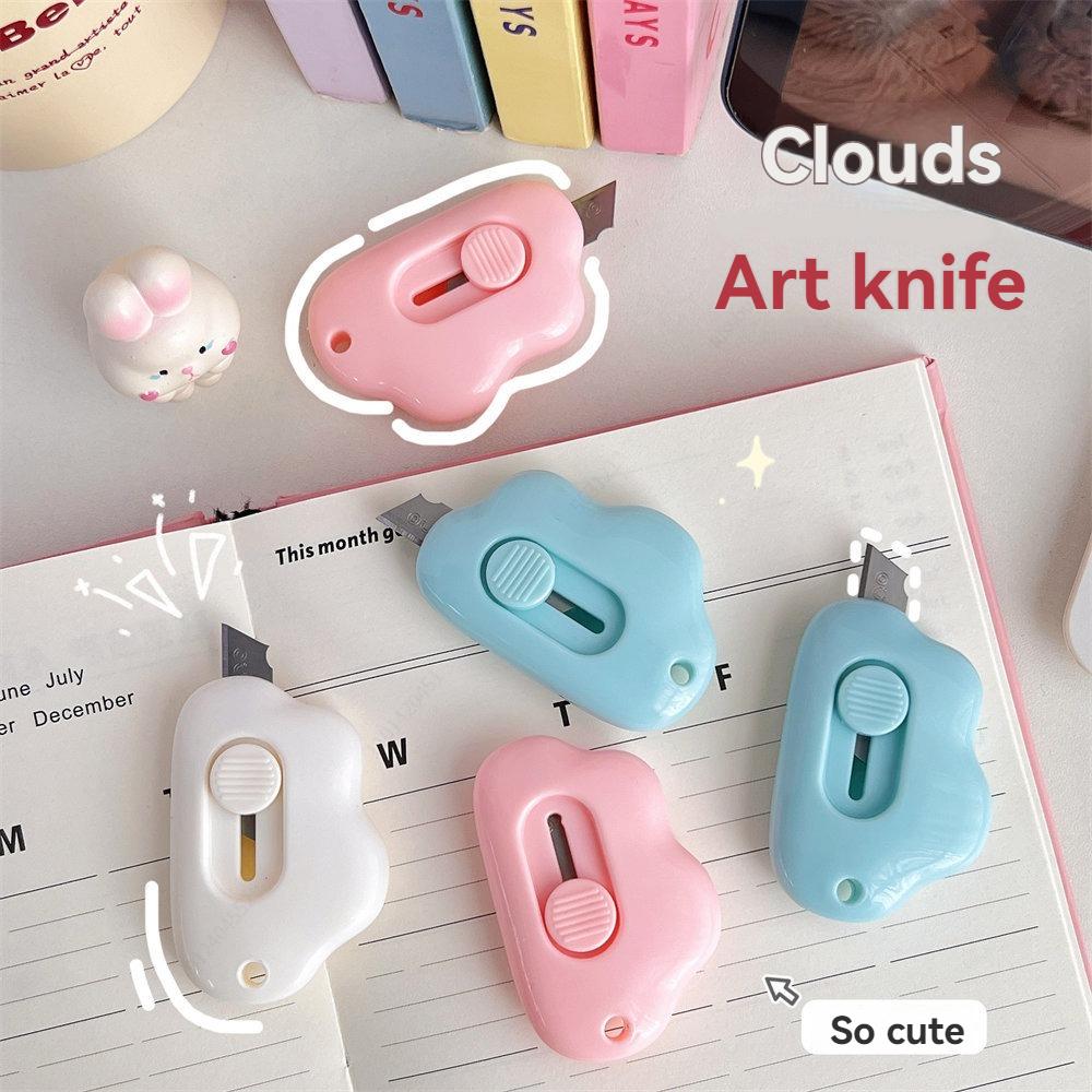 1-3 Piece Cuter Mini Clouds Utility Knife Knife Paper Cutter Art Pcreative Cloud Cute Cartoon Box Knife Stationery Tape Cutter Three-color Optional