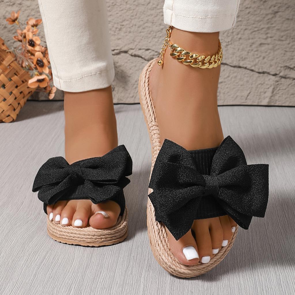 Women Slippers Fashion Trend Bow Anti Slip Sandals Wear-resistant Comfortable Shoes Soft Sole Flat Heel Slippers Slides Women