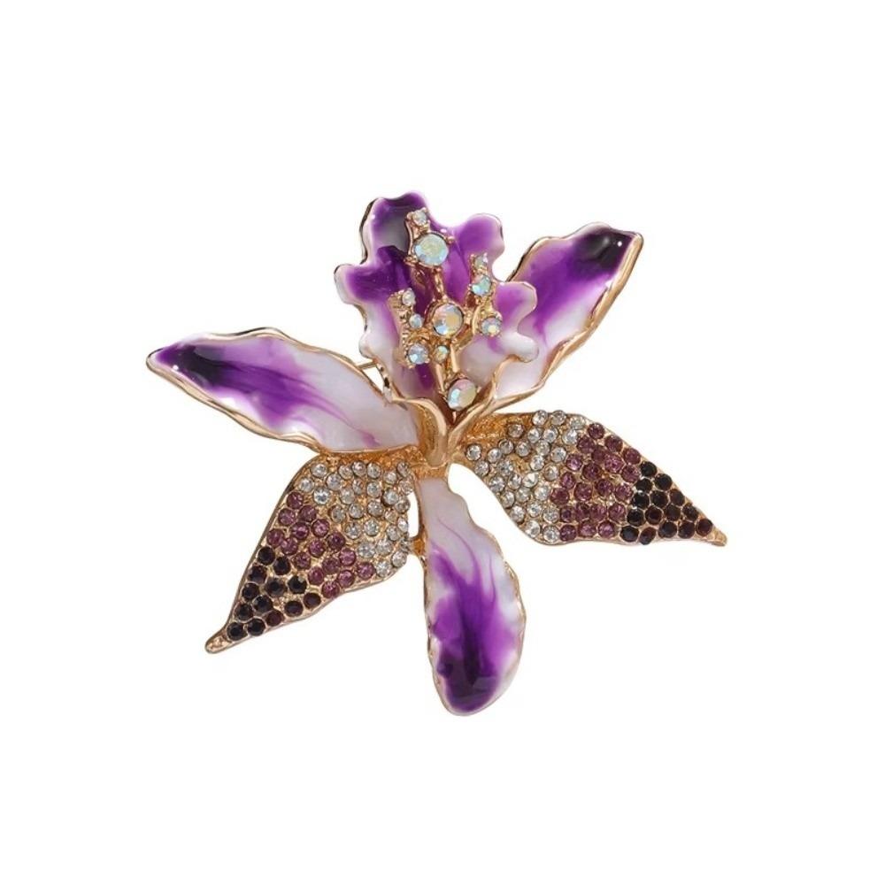 

Rhinestone Butterfly Orchid Pin Corsage Ornament Metal Glossy Brooch Orchid Flower Brooch Men фіолетовий
