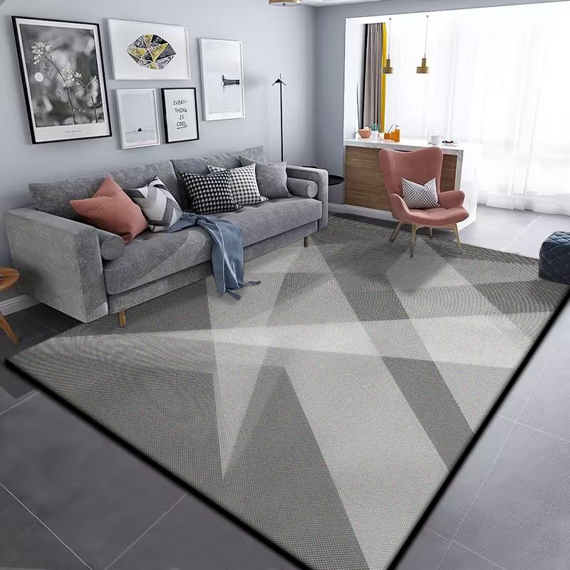 Grey Geometric Carpet for Living Room Modern Luxury Decoration Home Rugs for Bedroom Big Size Non-slip Easy Cleaning Floor Mat