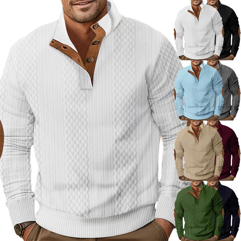 Spring/Autumn Men's Sweatshirt Half-Zip Men's Casual Oversized Jacquard Stand Collar Top