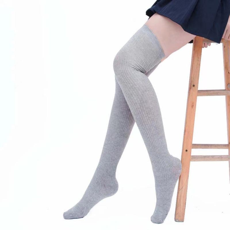 1 Pair Hosiery Girl Long Stockings Women Autumn Winter Sexy Thigh High Over Knee Socks Ladies Tights Black Gray