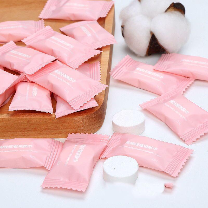 10/100pcs Compressed Towels Travel In Compressed Bag Suitable For Sensitive Skin Cotton Cleansing Towel Disposable Face Pack