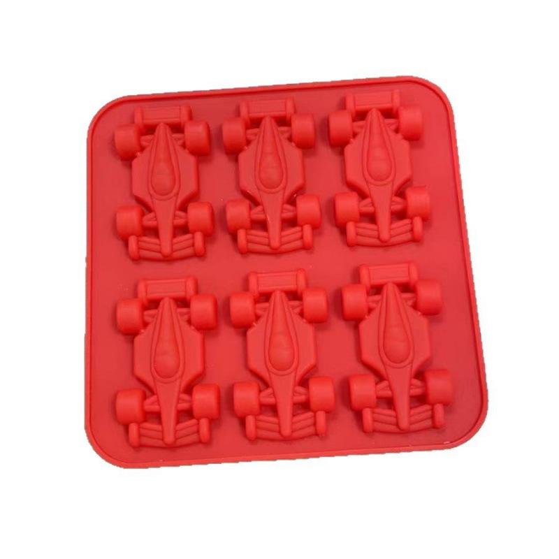 6-Cavity 3D Racing Car Ice Mold Silicone Chocolate Jelly Tray Diy Baking Tool Race Car Ice Cube Maker For Tumbler