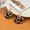 Exaggerated Vintage Acrylic Resin Earrings for Women Leopard Print Round Drop Earrings Jewelry KTY