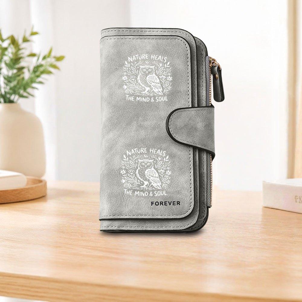 Forest Owl Long Zipper Wallet Large Capacity Card Holder Unisex Clutch Bag Fashionable Zipper Coin Purse Perfect for Daily Commute Travel Shopping