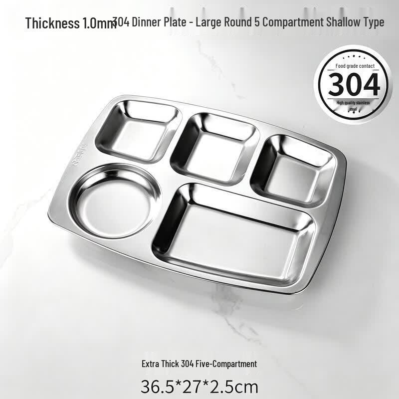 Chuzhou 304 Stainless Steel 5-Compartment Round Meal Plate