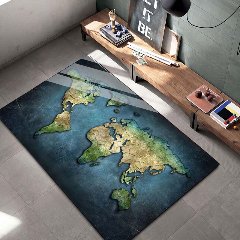 15 Sizes Retro Navigation Map Pattern Decorative Square Rug House Living Room Floor Matte Bedroom Carpet Art Mat Fans Gift