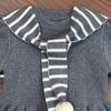 Autumn & Winter Korean Style Girls' Striped Shawl Pullover with Ruffle Hem
