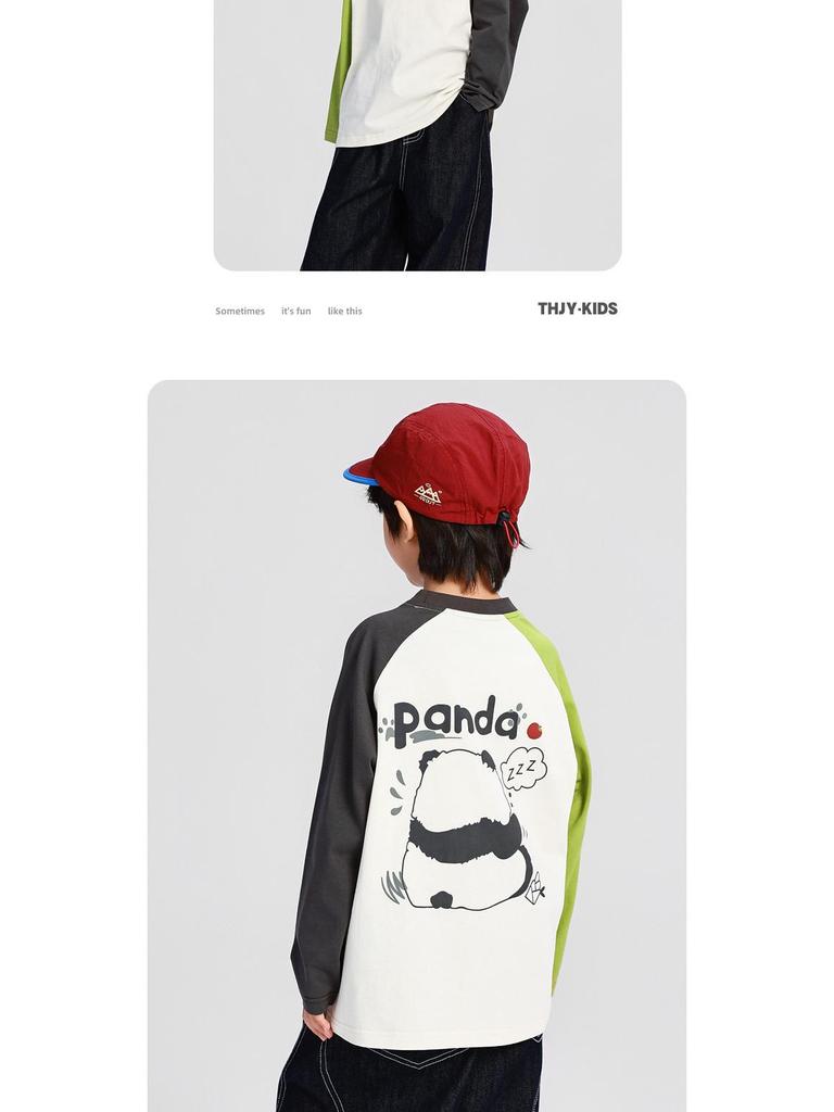 Pojkars höst 2025 T-shirt med rund hals och raglanärm för barn