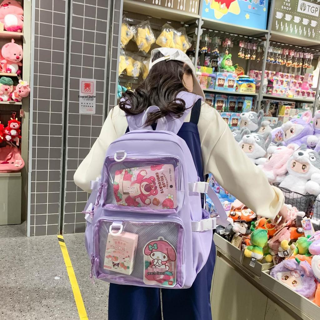 Versatile Large-Capacity Transparent Ita Backpack for Girls and Women