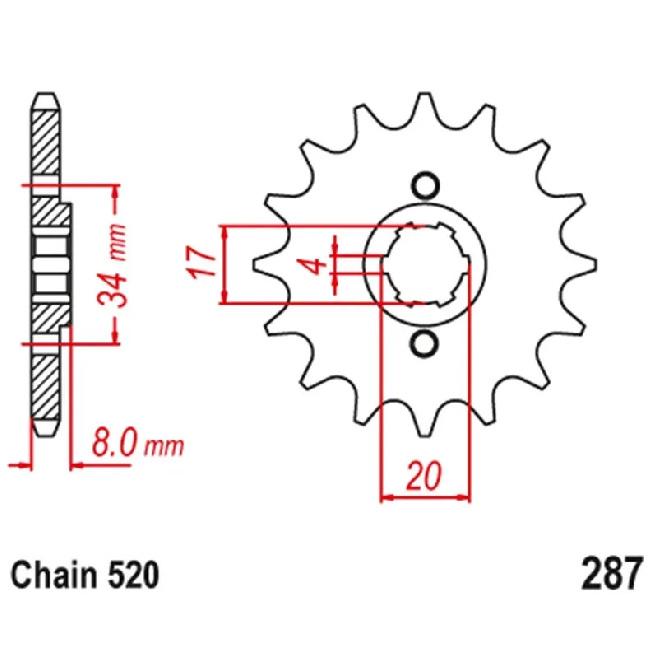 For Honda CA250T rebel 250 CB250 Nighthawk CB250N CD250 520 Motorcycle Front Sprocket