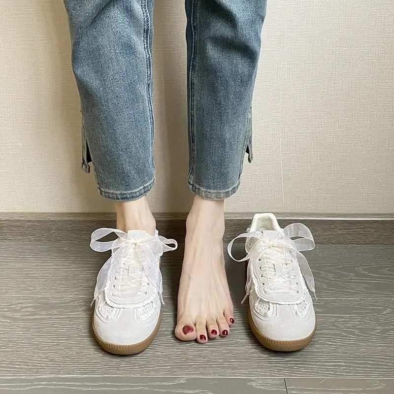 Fashion Korean Style Versatile Cute Dequn Shoes Women's 2025 New Small Popular Internet Celebrity Casual Sports Flat Shoes Lightweight