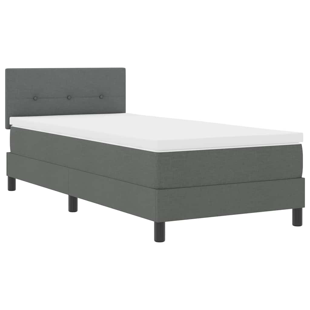 Box Spring Bed with Headboard Dark Grey 100 x 200 cm Fabric