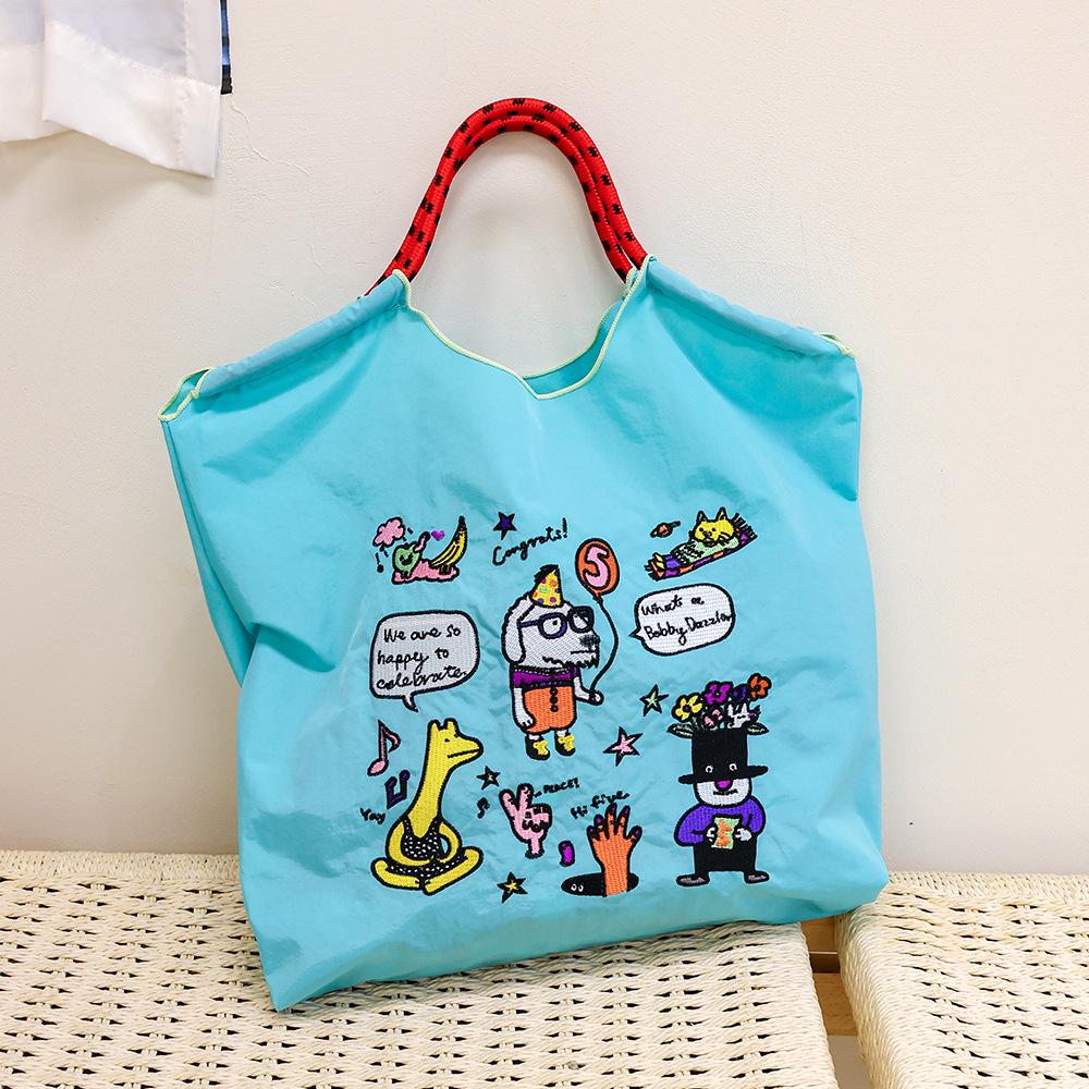 Eco-Friendly Summer Waterproof Embroidery Nylon Large-Capacity Shoulder Bag for Women