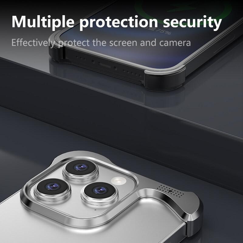 Luxury Irregular Aluminum Alloy Shockproof Phone Case for Apple iPhone 17 Pro Max/17 Air/ 16 Plus/ 15 Pro - Reinforced Bumper with Aromatherapy Design