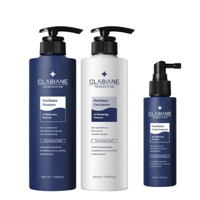 Hair Beam Hair Loss Care 3-Item Gift Set (Shampoo 500ml + Conditioner 500ml + Scalp Ampoule 100ml) Anti-Hair Loss Treatment Scalp Care Kit