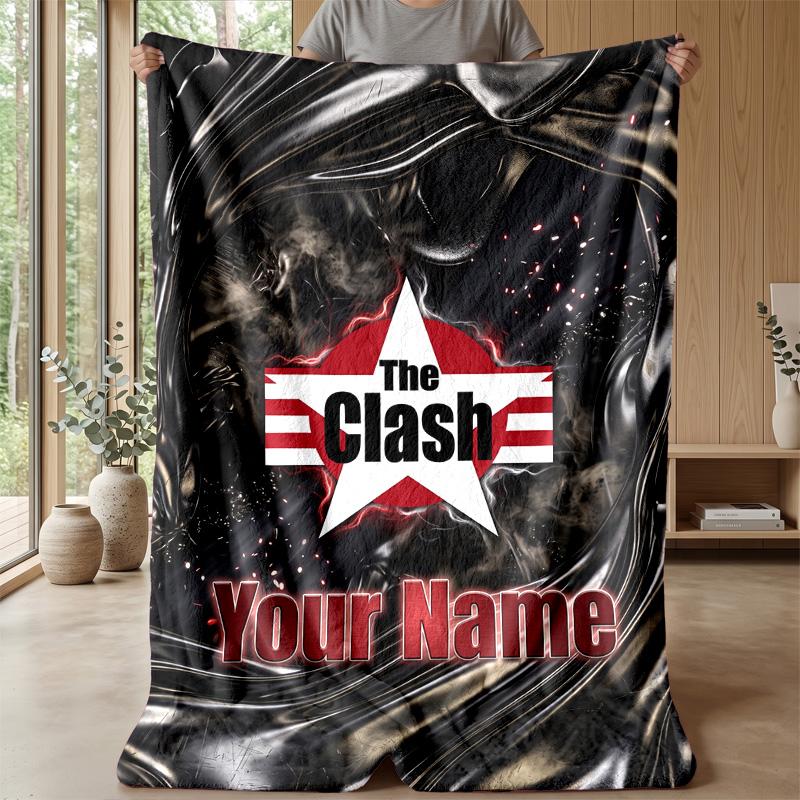 The Clash Custom Flannel Throw Blanket Print Your Name Text Soft Warm Blanket Holiday Present