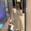 Twisted Knitted Dress for Women In Autumn and Winter High-waisted Casual Long-sleeved Pullover Solid-color Sweater