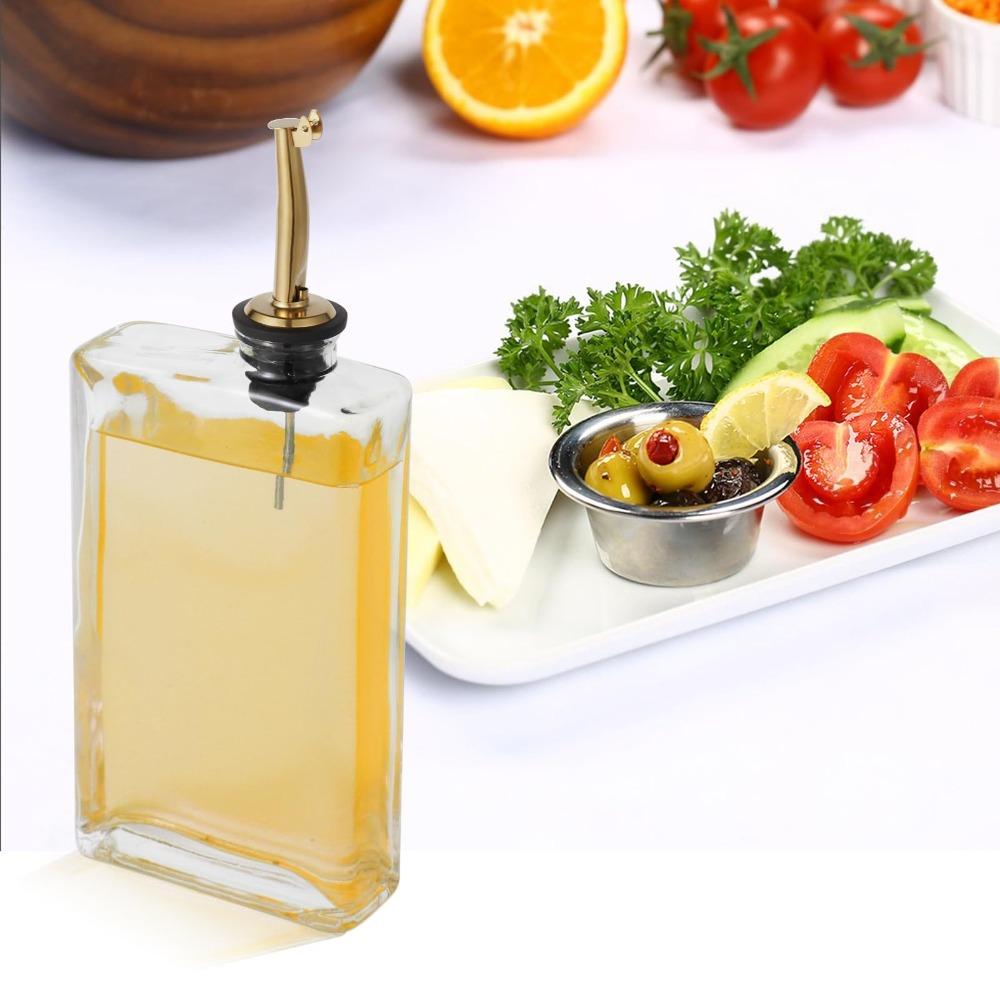 Glas Olivenölflasche Gold Silber mit Skala Ölspender Rechteckig 350ml500ml Essig Ausgießflasche Küchenzubehör