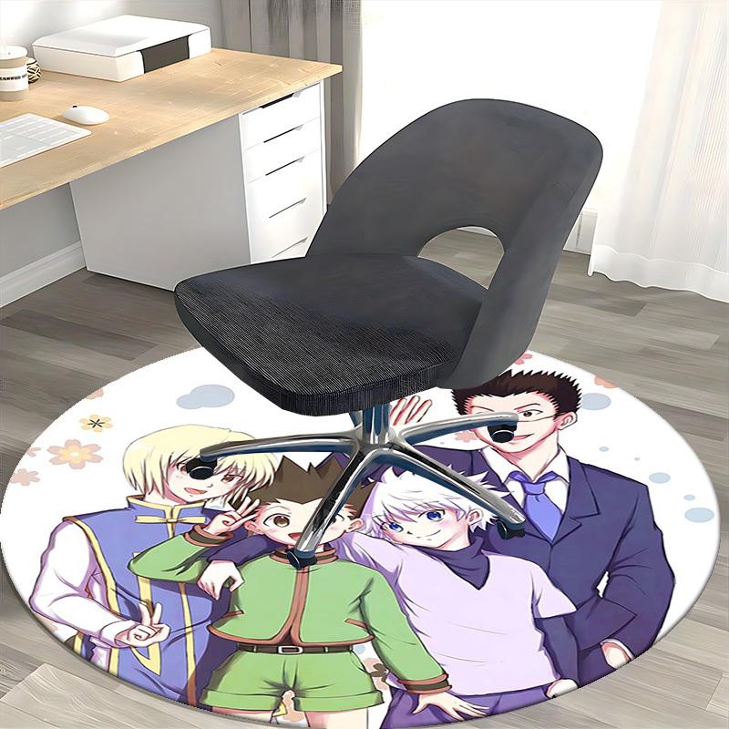 1pc Hunter x Hunter Anime Cartoon Design Round Carpet - Office Chair Mat, Non-Slip Rug for Home Decor, Living Room, Bedroom