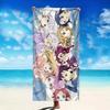 1PC Pajama Anime Girls Beach Towel, Lightweight Quick-Dry Polyester, Kawaii Style, Surf Swim Beach Mat, Travel Accessory & Gift