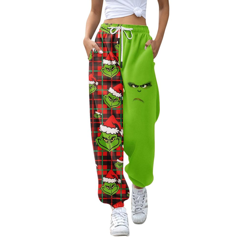 Women's Fashion Christmas Loose Drawstring Waist Solid Color Casual Sweatpants Pants