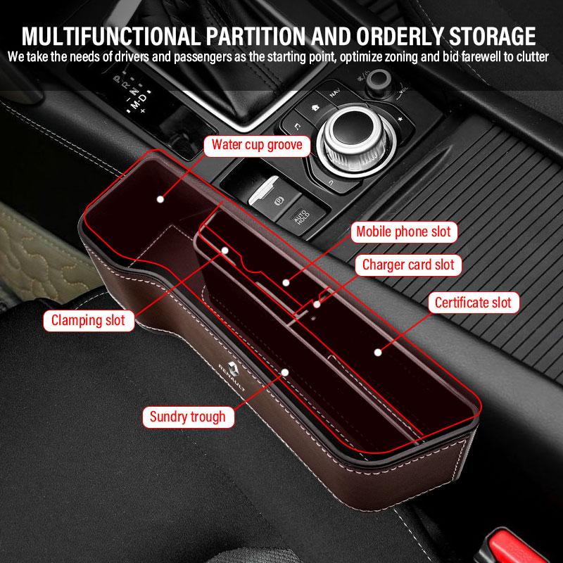 2Pcs Multifunction Car Seat Organizer Seat Crevice Storage Box For Renault Dacia Megane 3 2 4 CC Clio 4 Koleos Clio Laguna 2 3 Duster Logan
