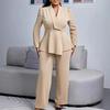 Women's Fashionable Autumn 2025 Two-Piece Set: Stylish Lapel Top & Straight Leg Pants