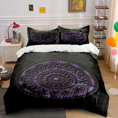 Purple Mandala On Black. Bedding Sets Duvet Cover Sets Duvet Covers Pillowcases(1 * Duvet Cover 2 * Pillowcases Without Duvet Insert)
