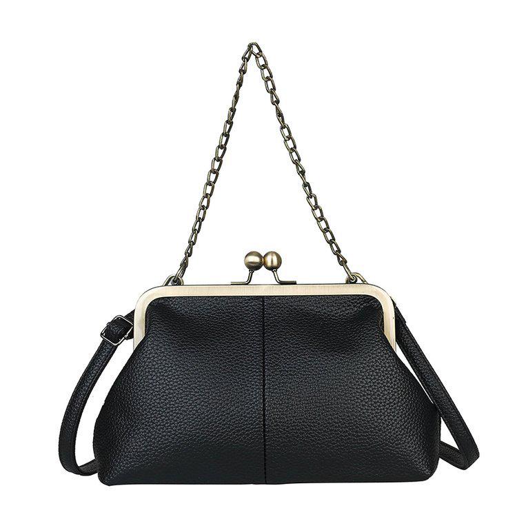 European & American Lychee Pattern Retro Shell Bag: 2026 Versatile Simple Shoulder & Chain Handbag for Women.