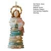 Yousheng Sea Glass Jesus Christmas Ornament Handmade Jesus Hanging Decoration Coastal Nativity Christmas Tree Ornament for Home Decor