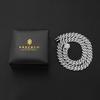 Kihei Kette Halskette Zirkonia Quadrat 12mm Miami Cuban Kette Weißgoldplattiert CZ Diamant Halskette Choker Hip Hop Tänzer Rapper B Serie Accessoire 61cm