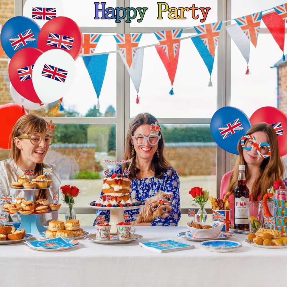 Union Jack Logo Balloons Set Red Blue White Balloons Anniversary Party Favors Supplies Decorations