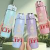 1PC Lust for Life Female Bust Print 750ml Colorful Plastic Sports Water Bottle Leakproof Pop Up Lid with Straw for Outdoor Work Home Use