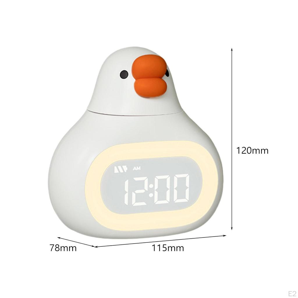 Cartoon Digital Alarm Clock Rechargeable 5Mins Snooze 12/24 Settings Kids Wake up Sleep