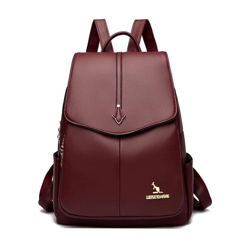 Luxury Women Leather Backpack for Designer Backpacks Vintage Solid Color School Bags Ladies Shoulder Bag Fashi Travel Bags Sac