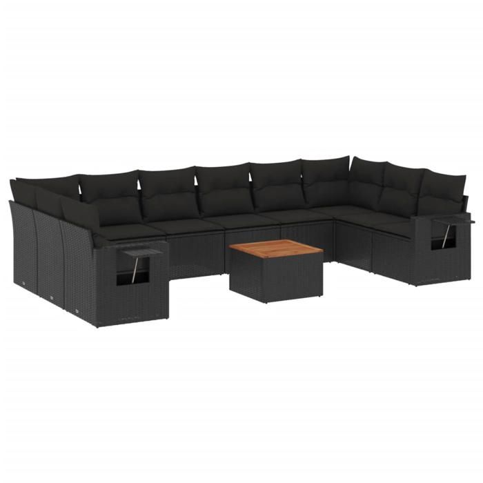 VidaXL Garden Lounge Set with Cushions 14 Pcs, Patio Sofas, Patio Furniture Set, Outdoor Furniture, Black 3257147