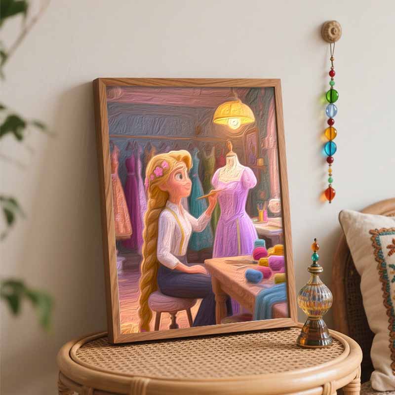 Disney Oil Painting Hand Painting Coloring Painting Handmade Diy Home Decoration Gift Sewing Princess Dress Atelier Style