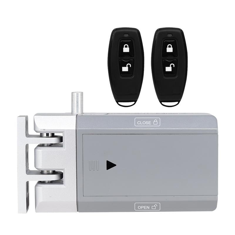 Secukey Safety Keyless Remote Door Locks Wireless 433 Mhz Remote Control Invisible, Anti-theft Lock Remote Access Control (Silver,Wood Door&Zinc&Door Lock)