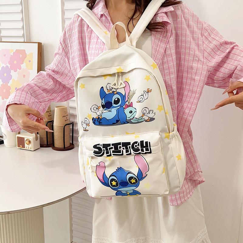 Stitch Cartoon Backpack For Kids With Breathable Nylon And Cloud Cushion Straps