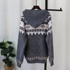 Retro Hooded Horn Buckle Knitted Cardigan Autumn and Winter New Design Sense Loose Lazy Wind Sweater Jacket Women