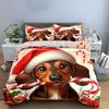 Christmas Dog Theme Decor Set Soft Comfortable Duvet Cover Bedding Set Included 1*Duvet Cover & 2*Pillowcases, Gift