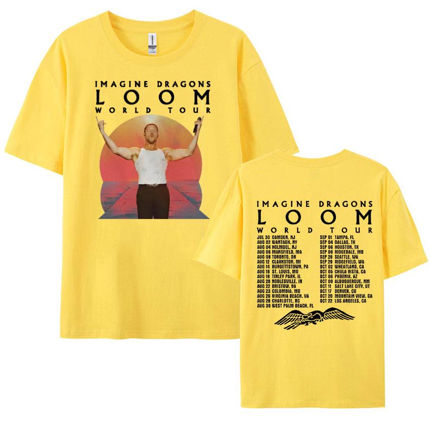 Imagine Dragons Loom Tour 2024 Double Sided Graphic T Shirt Mens Women Vintage Hip Hop Rock Oversized Cotton Tshirt Streetwear