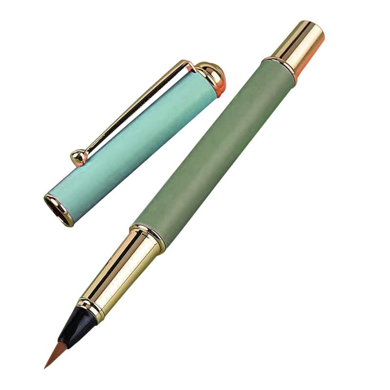 Portable Metal Chinese Brush Calligraphy Pen Piston-filled for Beginner Adult