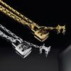 Women's Arc De Triomphe Openwork Padlock Pendant Necklace - European & American Fashion, Light Luxury Clavicle Chain