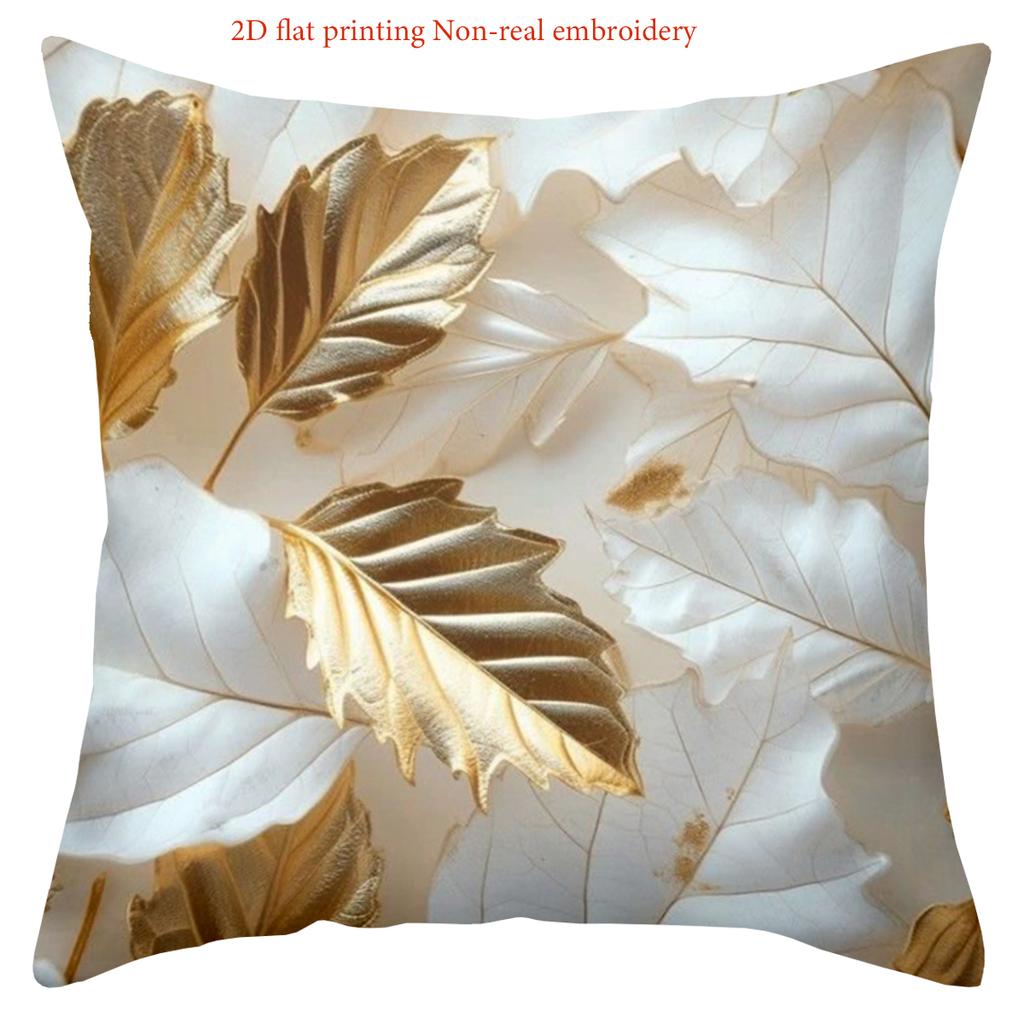 2D Flat Printed Leaf Pattern Cushion Covers for Home Decor Polyester Pillowcase, Sofa Decorative Cushion Cov Headboard Pillow