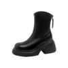 Autumn and winter new thick-soled Martin boots women's leather short boots high-heeled V-mouth small women's height-increasing and thin boots