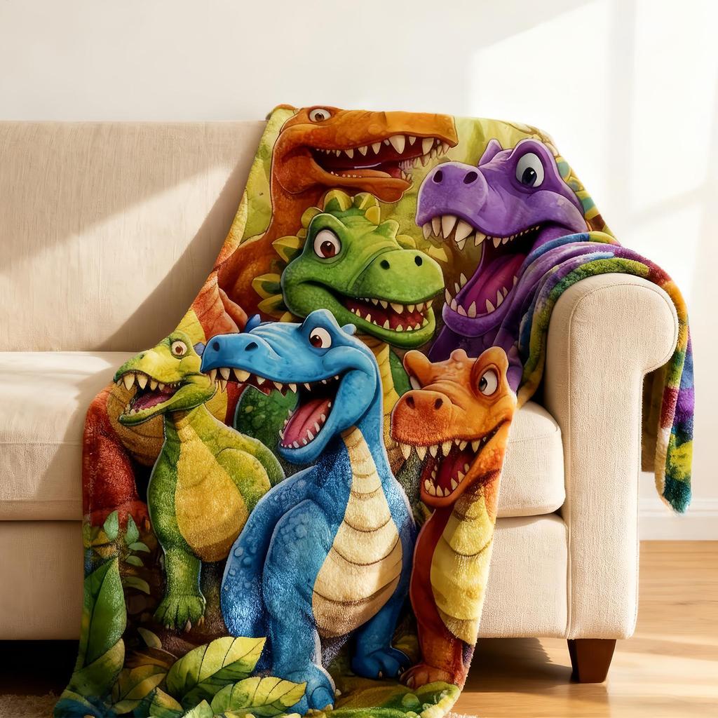 Throw Blanket for Couch Flannel Colorful Cartoon Dinosaur Throw Blanket Couch Decor for Sofa Recliner Lounge Bedroom Dorm